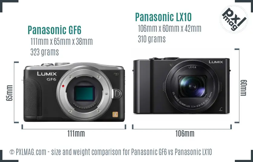 Panasonic GF6 vs Panasonic LX10 size comparison
