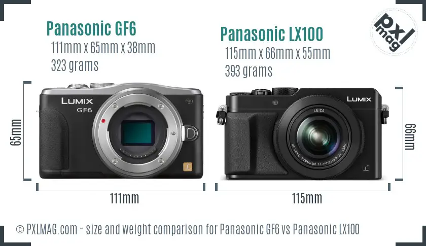 Panasonic GF6 vs Panasonic LX100 size comparison