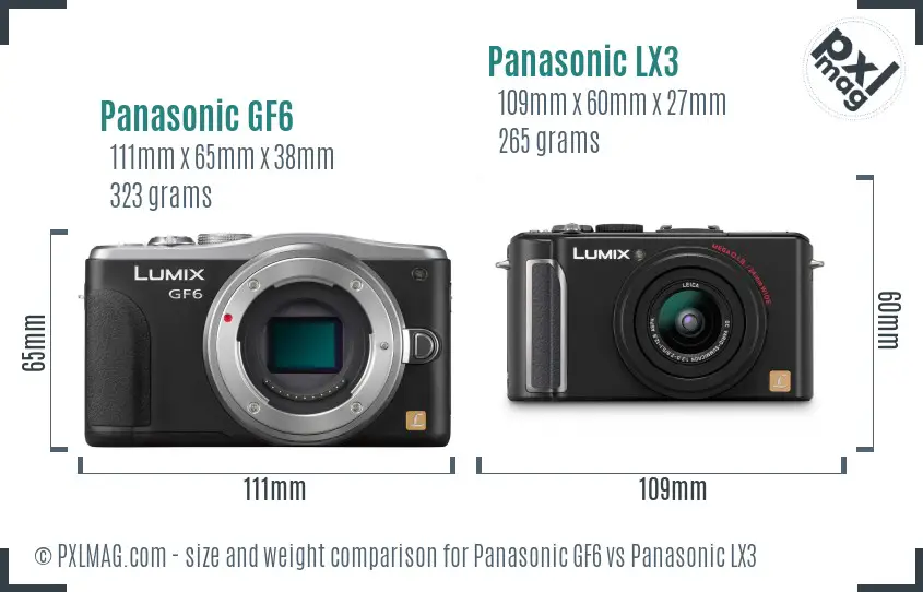 Panasonic GF6 vs Panasonic LX3 size comparison