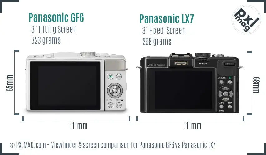 Panasonic GF6 vs Panasonic LX7 Screen and Viewfinder comparison