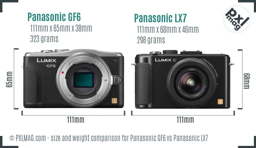 Panasonic GF6 vs Panasonic LX7 size comparison