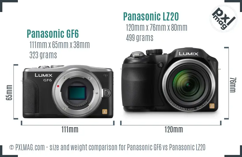 Panasonic GF6 vs Panasonic LZ20 size comparison