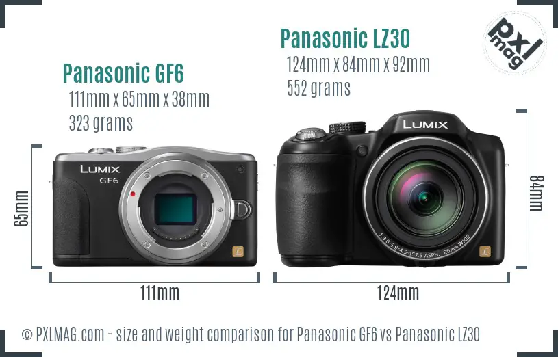 Panasonic GF6 vs Panasonic LZ30 size comparison