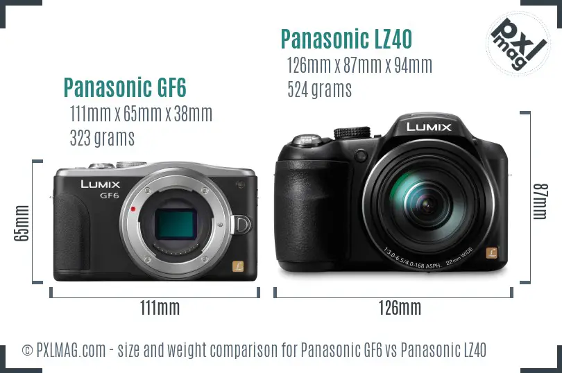 Panasonic GF6 vs Panasonic LZ40 size comparison