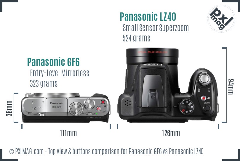 Panasonic GF6 vs Panasonic LZ40 top view buttons comparison