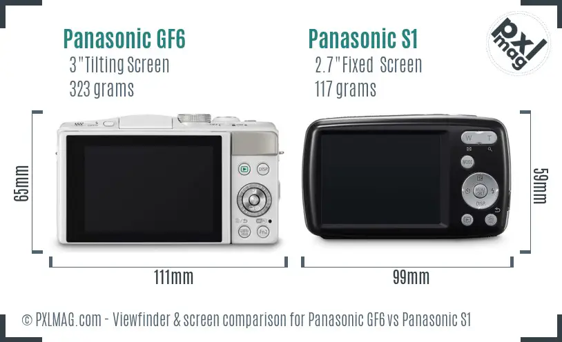 Panasonic GF6 vs Panasonic S1 Screen and Viewfinder comparison