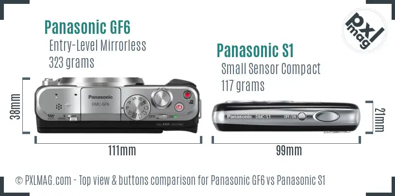 Panasonic GF6 vs Panasonic S1 top view buttons comparison