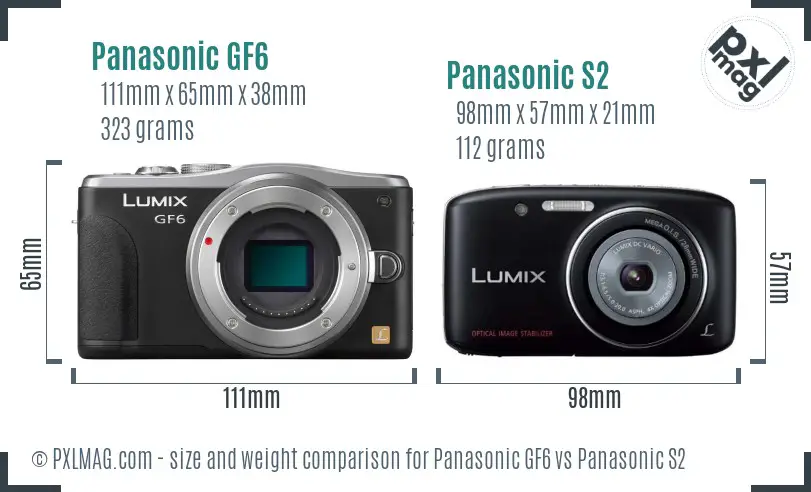 Panasonic GF6 vs Panasonic S2 size comparison