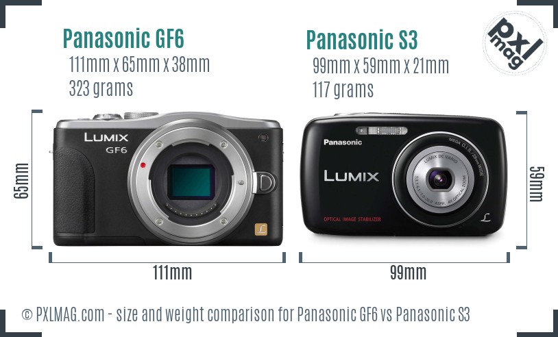 Panasonic GF6 vs Panasonic S3 size comparison