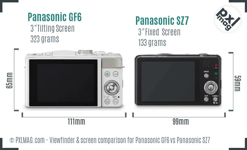Panasonic GF6 vs Panasonic SZ7 Screen and Viewfinder comparison