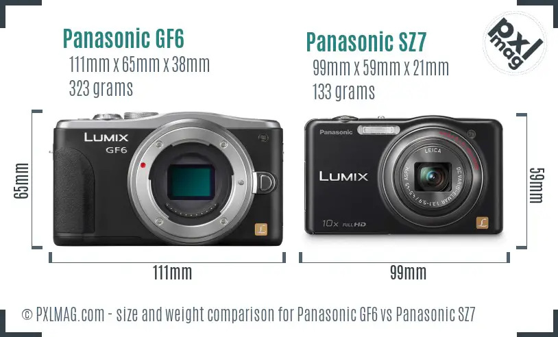 Panasonic GF6 vs Panasonic SZ7 size comparison