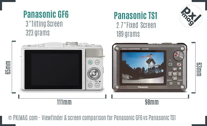 Panasonic GF6 vs Panasonic TS1 Screen and Viewfinder comparison
