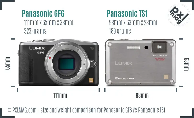 Panasonic GF6 vs Panasonic TS1 size comparison