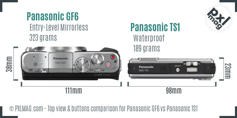Panasonic GF6 vs Panasonic TS1 top view buttons comparison