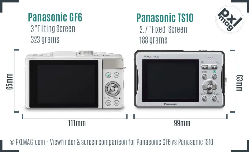 Panasonic GF6 vs Panasonic TS10 Screen and Viewfinder comparison