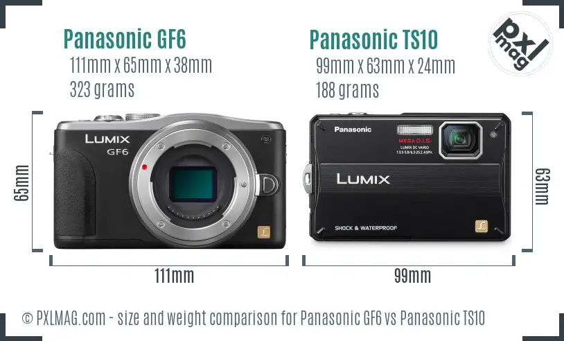 Panasonic GF6 vs Panasonic TS10 size comparison