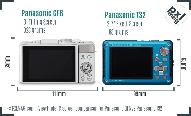 Panasonic GF6 vs Panasonic TS2 Screen and Viewfinder comparison