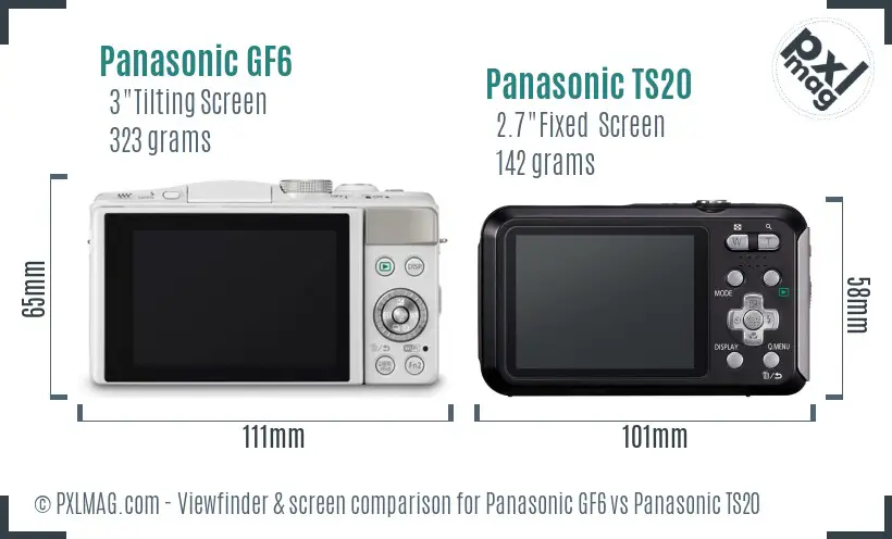Panasonic GF6 vs Panasonic TS20 Screen and Viewfinder comparison