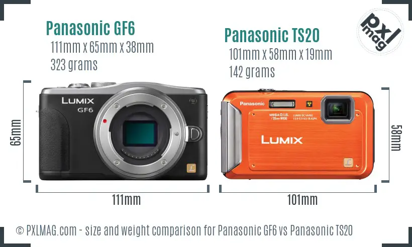 Panasonic GF6 vs Panasonic TS20 size comparison
