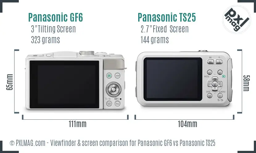 Panasonic GF6 vs Panasonic TS25 Screen and Viewfinder comparison