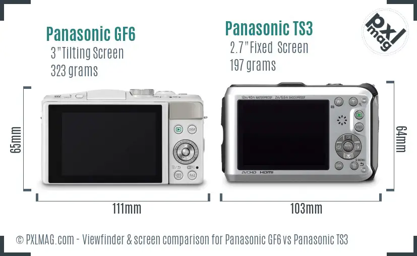 Panasonic GF6 vs Panasonic TS3 Screen and Viewfinder comparison