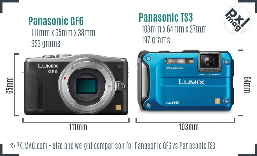 Panasonic GF6 vs Panasonic TS3 size comparison