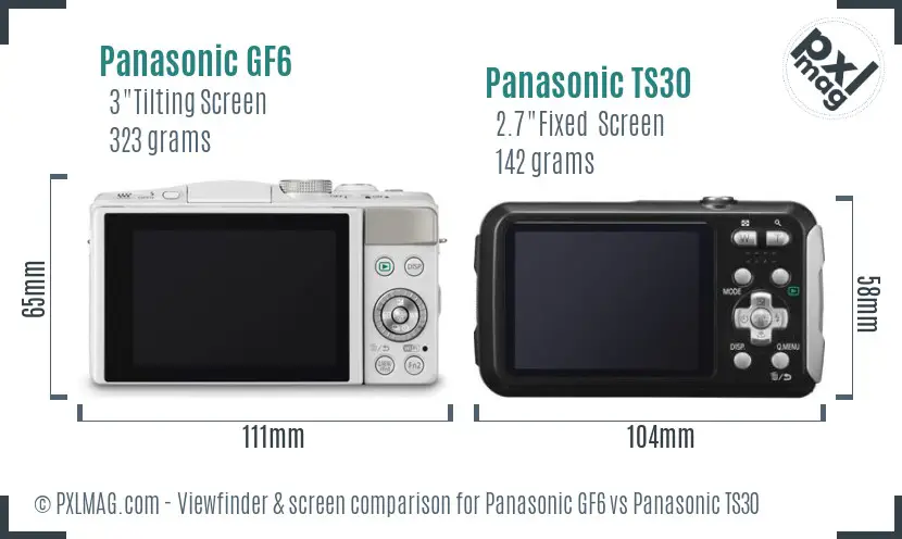 Panasonic GF6 vs Panasonic TS30 Screen and Viewfinder comparison