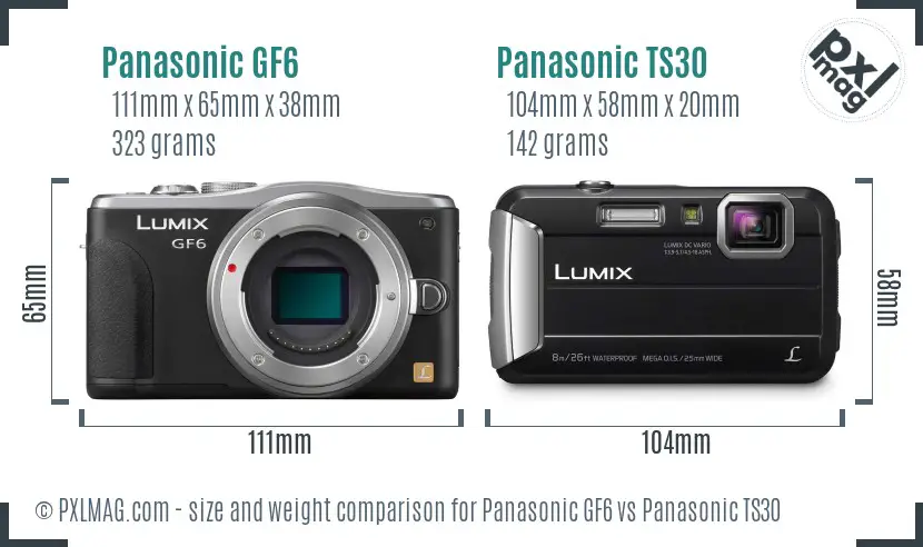 Panasonic GF6 vs Panasonic TS30 size comparison