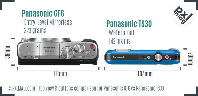 Panasonic GF6 vs Panasonic TS30 top view buttons comparison