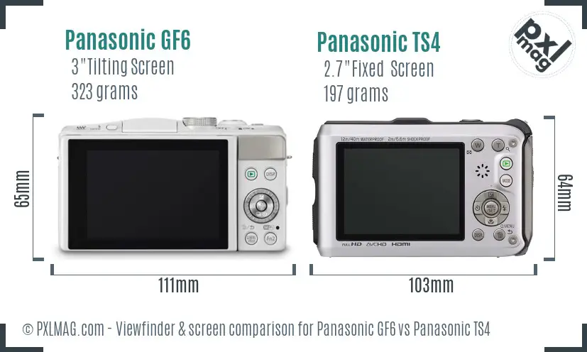 Panasonic GF6 vs Panasonic TS4 Screen and Viewfinder comparison