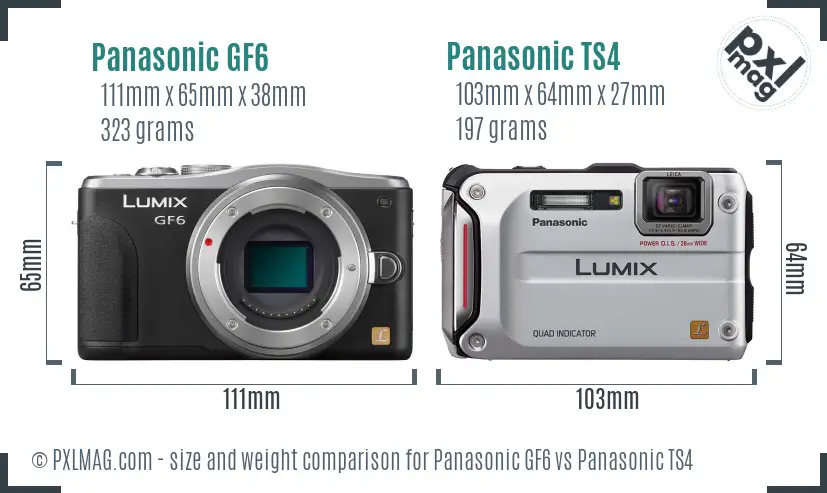 Panasonic GF6 vs Panasonic TS4 size comparison