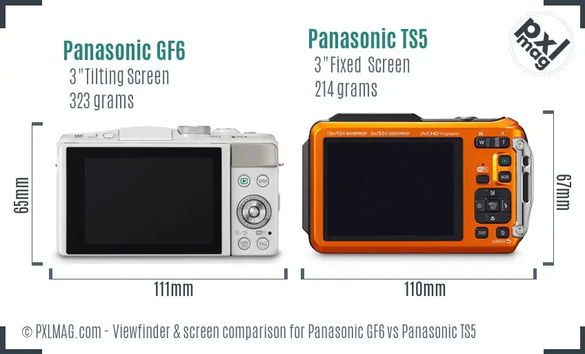Panasonic GF6 vs Panasonic TS5 Screen and Viewfinder comparison