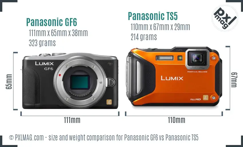 Panasonic GF6 vs Panasonic TS5 size comparison