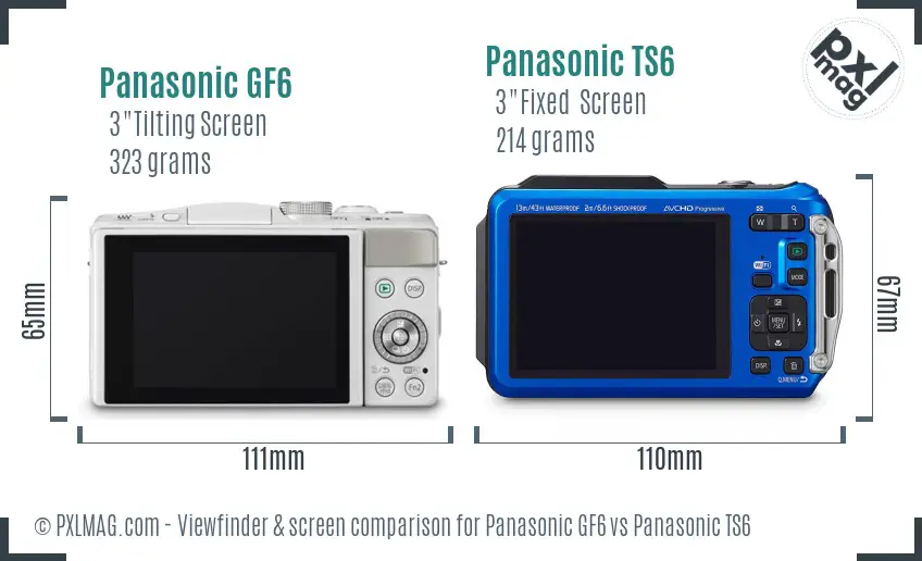 Panasonic GF6 vs Panasonic TS6 Screen and Viewfinder comparison