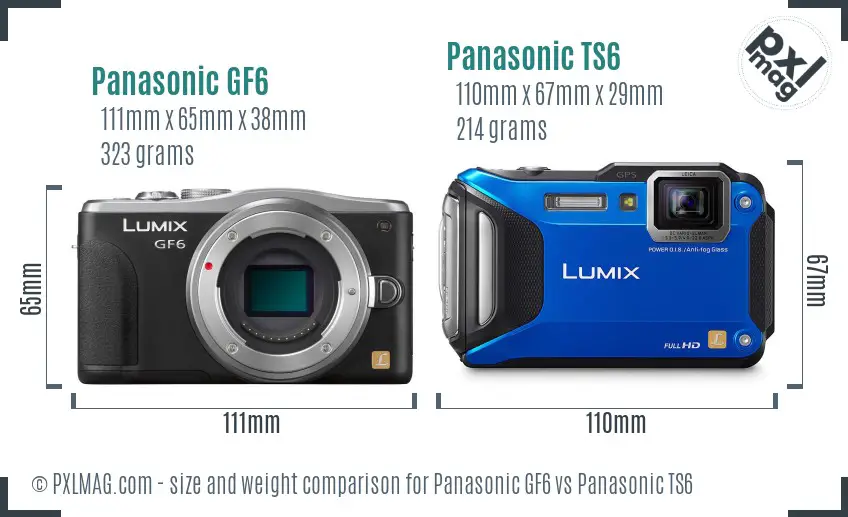 Panasonic GF6 vs Panasonic TS6 size comparison