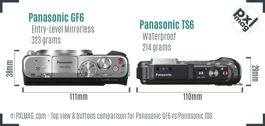 Panasonic GF6 vs Panasonic TS6 top view buttons comparison