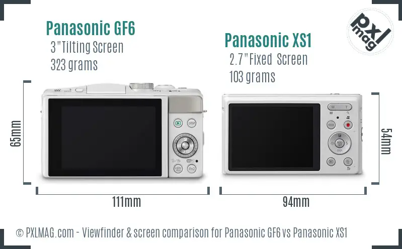 Panasonic GF6 vs Panasonic XS1 Screen and Viewfinder comparison