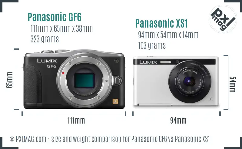 Panasonic GF6 vs Panasonic XS1 size comparison