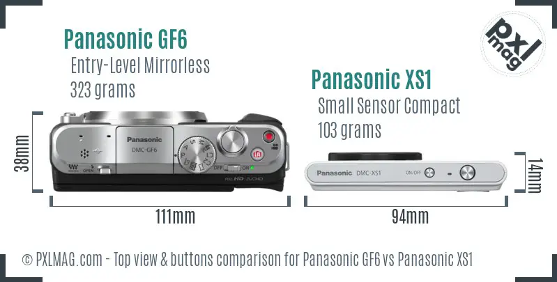 Panasonic GF6 vs Panasonic XS1 top view buttons comparison