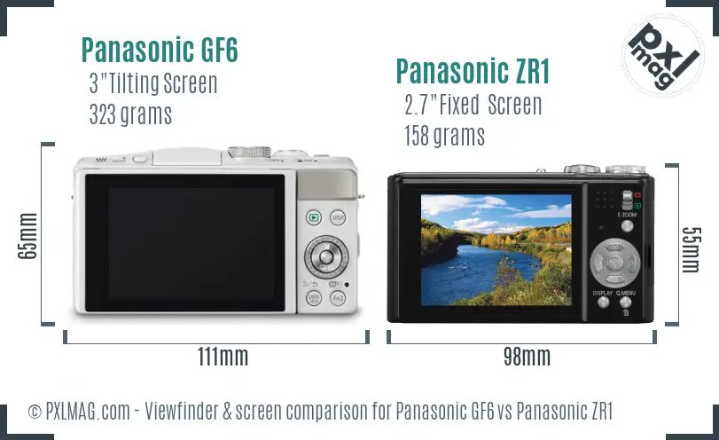 Panasonic GF6 vs Panasonic ZR1 Screen and Viewfinder comparison