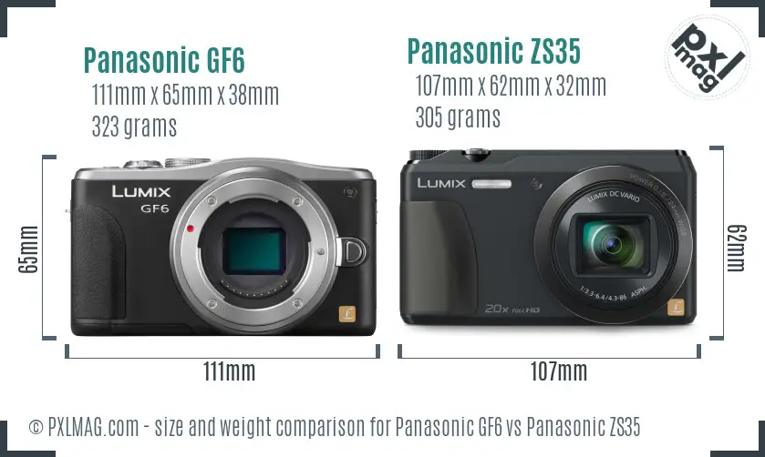 Panasonic GF6 vs Panasonic ZS35 size comparison