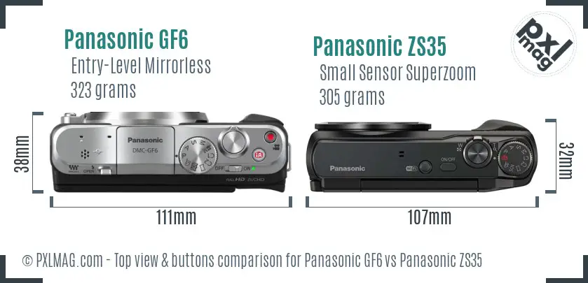 Panasonic GF6 vs Panasonic ZS35 top view buttons comparison