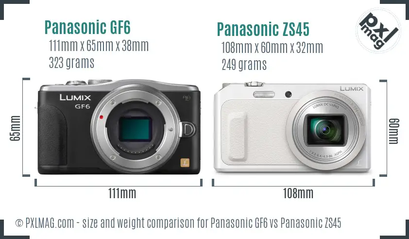 Panasonic GF6 vs Panasonic ZS45 size comparison