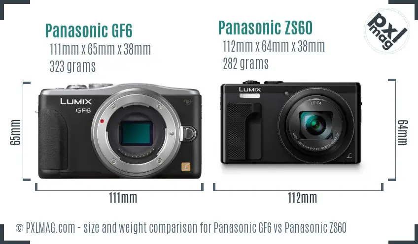 Panasonic GF6 vs Panasonic ZS60 size comparison