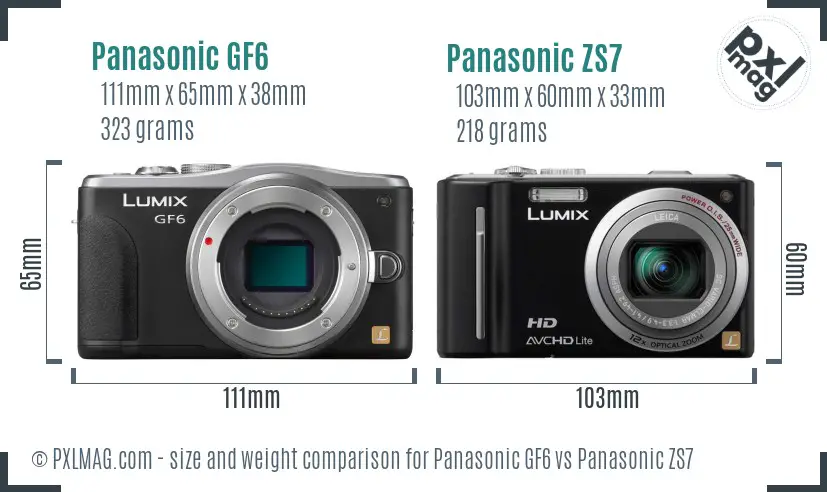 Panasonic GF6 vs Panasonic ZS7 size comparison