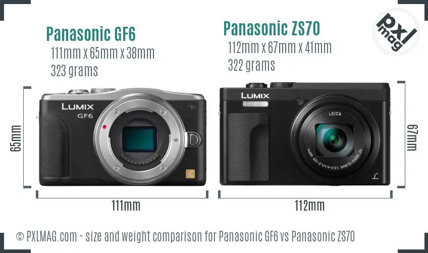 Panasonic GF6 vs Panasonic ZS70 size comparison