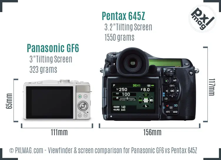 Panasonic GF6 vs Pentax 645Z Screen and Viewfinder comparison