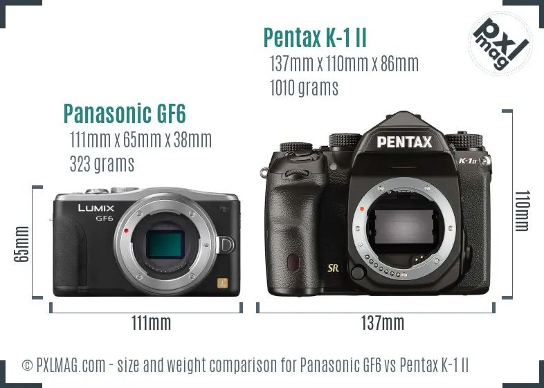 Panasonic GF6 vs Pentax K-1 II size comparison