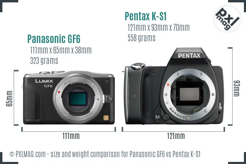 Panasonic GF6 vs Pentax K-S1 size comparison