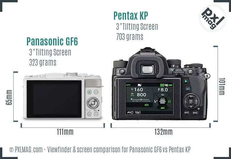 Panasonic GF6 vs Pentax KP Screen and Viewfinder comparison
